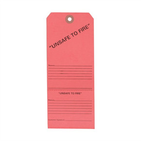 UNSAFE TO FIRE TAGS, 25 PACK 084000186