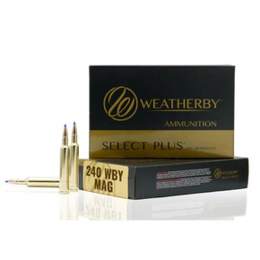 Weatherby Select Plus Rifle Ammunition 240 Wby Mag 100gr SP 2925 fps 3275 fps 20/ct WMH240100IL