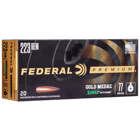 FED GOLD MEDAL 223REM 77GR SIE MK BTHP 20/10 FED GM223M3 FED GOLD MEDAL 223REM 77GR SIE MK BTHP 20/10 FED GM223M3