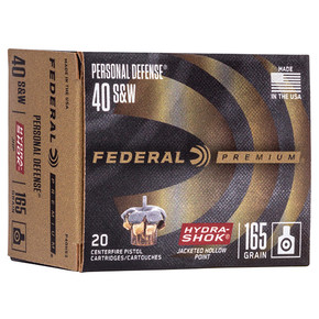 FED PREMIUM 40SW 165GR HYDRA-SHOK JHP 20/25 FED P40HS3 FED PREMIUM 40SW 165GR HYDRA-SHOK JHP 20/25 FED P40HS3