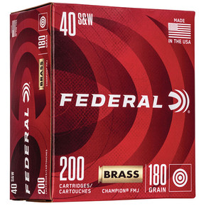 FED CHAMPION BRASS CASE 40SW 180GR FMJ 200/5 FED WM52232 FED CHAMPION BRASS CASE 40SW 180GR FMJ 200/5 FED WM52232
