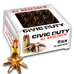 G2R CIVIC DUTY 9MM 100GR 20/25 G2R G00602 G2R CIVIC DUTY 9MM 100GR 20/25 G2R G00602