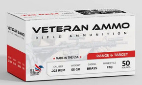 VETERAN AMMO R&T 223REM 55GR FMJ 50/20 VET HMBX22355FMJ50 VETERAN AMMO R&T 223REM 55GR FMJ 50/20 VET HMBX22355FMJ50