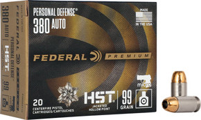 FEDERAL PREMIUM 380 ACP99GR HST JHP 20RD 10BX/CS AP380HST1S FEDERAL PREMIUM 380 ACP99GR HST JHP 20RD 10BX/CS AP380HST1S
