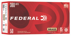 FED CHAMPION 380ACP 95GR FMJ 50/20 FED C38095A FED CHAMPION 380ACP 95GR FMJ 50/20 FED C38095A