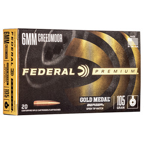 FED GOLD MEDAL 6MMCREED 105GR BERGER BTHP 20/10 FED GM6CRDBH1 FED GOLD MEDAL 6MMCREED 105GR BERGER BTHP 20/10 FED GM6CRDBH1