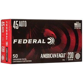 FED AMERICAN EAGLE 45ACP 230GR FMJ 50/20 FED AE45A FED AMERICAN EAGLE 45ACP 230GR FMJ 50/20 FED AE45A