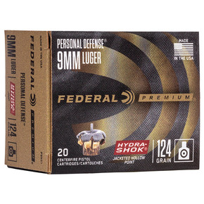 FED PREMIUM 9MM 124GR HP HYDRA-SHOK 20/25 FED P9HS1 FED PREMIUM 9MM 124GR HP HYDRA-SHOK 20/25 FED P9HS1