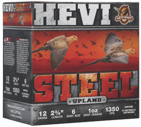 FED HEVI STEEL UPLAND 12GA 2.75 1OZ #6 25/10 FED HS61266 FED HEVI STEEL UPLAND 12GA 2.75 1OZ #6 25/10 FED HS61266