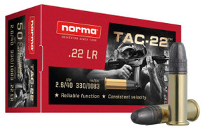 NORMA RIMFIRE TAC 22LR 40GR LRN 50/100 NORMA 2425092 NORMA RIMFIRE TAC 22LR 40GR LRN 50/100 NORMA 2425092