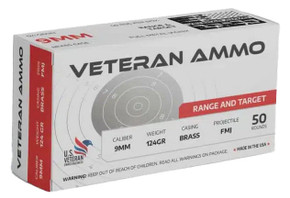 VETERAN AMMO R&T 9MM 124GR FMJ 50/20 VET HMBX9124FMJ50