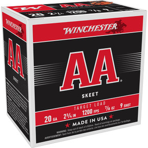 AA 20 GAUGE 2-3/4'' 7/8 OZ #9 SHOT 25/BOX 105202449 AA 20 GAUGE 2-3/4'' 7/8 OZ #9 SHOT 25/BOX 105202449
