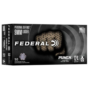 Federal Personal Defense Punch Handgun Ammunition 9mm Luger 124gr JHP 1150 fps 50/ct FAPD9P1G