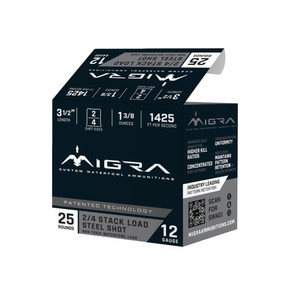 Migra Steel Waterfowl Stacked Shotshells 12ga 3.5" 1-3/8oz 1425 fps #2 & #4 25/ct ERM12LSS24