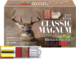 BRENNEKE USA CLASSIC MAH 16GA2.75" 1OZ SLUG 5RD 50BX/CS A1601820 BRENNEKE USA CLASSIC MAH 16GA2.75" 1OZ SLUG 5RD 50BX/CS A1601820