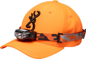 BROWNING CAP/HEADLAMP COMBO</br>BLAZE ORG W/100 LUMEN LIGHT! 3713014
