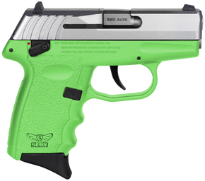 SCCY Industries CPX-4TTLG CPX-4  380 ACP 10+1 2.96" Lime Green Polymer Serrated SS Slide Finger Grooved Lime Green Polymer Grip 144590