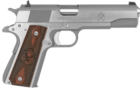 Springfield Armory PB9151LCA 1911 Mil-Spec *CA Compliant 45 ACP 7+1, 5" Stainless Match Grade Steel Barrel, Serrated Stainless Steel Slide & Frame w/Beavertail, Crossed Cannon Cocobolo Grip 24314