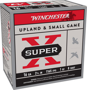 WINCHESTER SUPER-X 16GA 2.75"1OZ #8 1165FPS 25RD 10BX/CS AXU168 WINCHESTER SUPER-X 16GA 2.75"1OZ #8 1165FPS 25RD 10BX/CS AXU168
