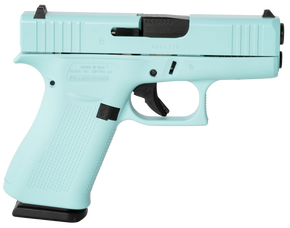 Glock UX4350204REB G43X  Sub-Compact Frame 9mm Luger 10+1 3.41" Black GMB Barrel, Robins Egg Blue Cerakote Serrated Steel Slide, Robin Egg Blue Cerakote Polymer Frame w/Beavertail, Ambidextrous 169921