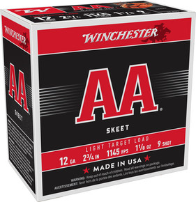 WINCHESTER AA 12GA 2.75"1-1/8OZ #9 1145FPS 250RD CASE AA129 WINCHESTER AA 12GA 2.75"1-1/8OZ #9 1145FPS 250RD CASE AA129
