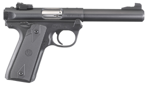 Ruger Mark IV 22/45 22 LR 10+1, 5.50" Stainless Bull Barrel, Blued Drilled & Tapped Steel Receiver & Polymer Frame, Black Checkered Polymer Grip Ambidextrous 161596 Ruger Mark IV 22/45 22 LR 10+1, 5.50" Stainless Bull Barrel, Blued Drilled & Tapped Steel Receiver & Polymer Frame, Black Checkered Polymer Grip Ambidextrous 161596