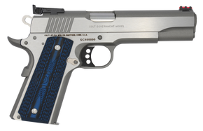 Colt Mfg O5072GCL Gold Cup Lite 9mm Luger 8+1 5" Stainless National Match Barrel, Stainless Steel Serrated Slide, Stainless Steel Frame w/Beavertail, Blue Scalloped G10 Grip, Ambidextrous 104960 Colt Mfg O5072GCL Gold Cup Lite 9mm Luger 8+1 5" Stainless National Match Barrel, Stainless Steel Serrated Slide, Stainless Steel Frame w/Beavertail, Blue Scalloped G10 Grip, Ambidextrous 104960