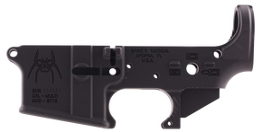 Spikes STLS019 Spider Stripped Lower Receiver with Billet Markings Multi-Caliber 7075-T6 Aluminum Black Anodized for AR-15 99774 Spikes STLS019 Spider Stripped Lower Receiver with Billet Markings Multi-Caliber 7075-T6 Aluminum Black Anodized for AR-15 99774