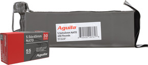AGUILA 5.56X45 55GR FMJ 450RDBATTLE PACKS 5/BATTLE PER CASE A1E556155 AGUILA 5.56X45 55GR FMJ 450RDBATTLE PACKS 5/BATTLE PER CASE A1E556155