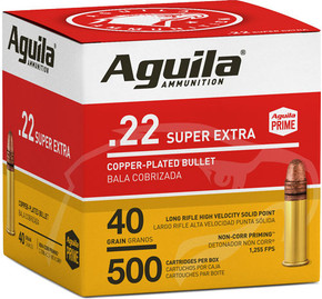 AGUILA HIGH-VEL 22LR 40GRPLATED LRN 1255FPS 500RD 4BX/C A1B221115 AGUILA HIGH-VEL 22LR 40GRPLATED LRN 1255FPS 500RD 4BX/C A1B221115