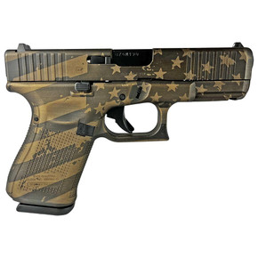 Glock 19 Gen 5 Custom "Distressed Flag Burnt Bronze" Handgun 9mm Luger 15/rd Magazines (3) 4.02" Barrel Austria GLPA195S203DISFLAGBB