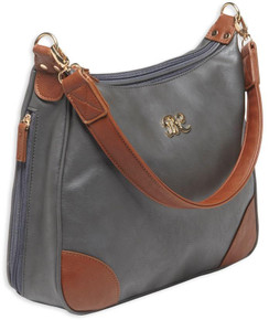 Bulldog Hobo Style Conceal Carry Purse W/ Holster - Gray W/ Tan Trim JZBDP018 Bulldog Hobo Style Conceal Carry Purse W/ Holster - Gray W/ Tan Trim JZBDP018