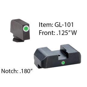Ameriglo Tritium i-Dot Night Sight for Glock 17-39 / Front Tritium - Green / Front Outline - White / Rear - Green Square Notch KQGL101 Ameriglo Tritium i-Dot Night Sight for Glock 17-39 / Front Tritium - Green / Front Outline - White / Rear - Green Square Notch KQGL101