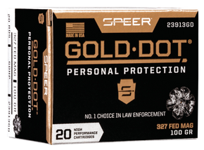 Speer 23913GD Gold Dot Personal Protection 327FederalMag 100gr Hollow Point 20 Per Box/10 Case 108153 Speer 23913GD Gold Dot Personal Protection 327FederalMag 100gr Hollow Point 20 Per Box/10 Case 108153