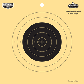 Birchwood Casey 35815 Dirty Bird  8" Bullseye Tagboard Hanging 50 yds Small Bore Rifle Black/Yellow 25 Per Pkg 109526