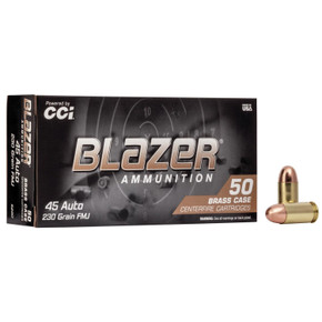 CCI Blazer Brass Handgun Ammunition .45 ACP 230 gr FMJ 830 fps 50/ct CC5230 CCI Blazer Brass Handgun Ammunition .45 ACP 230 gr FMJ 830 fps 50/ct CC5230