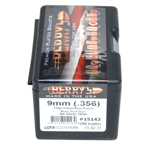 Berry's 15143 Superior Pistol 9mm/356 124gr Hollow Base Round Nose Thick Plate 250/Box 103217