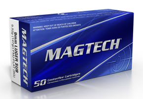 Magtech 9G Range/Training  9mmLuger 147gr Full Metal Jacket Flat Subsonic 50 Per Box/20 Case 43051