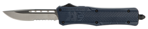CobraTec Knives MNYCTK1MDS CTK-1  Medium 3" OTF Drop Point Part Serrated D2 Steel Blade/NYPD Blue Aluminum Handle Features Glass Breaker Includes Pocket Clip 112498