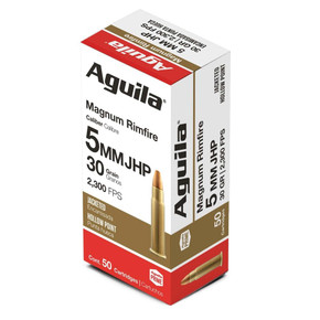 Aguila Remington Rimfire Ammuntion 5mm RFM 30 gr JHP 2300 fps 50/ct AU1B222406