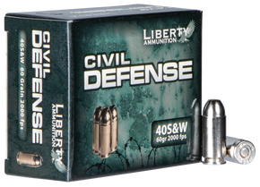 Liberty Ammunition LACD40012 Civil Defense  40S&W 60gr Lead Free Fragmenting Hollow Point 20 Per Box/50 Case 86375