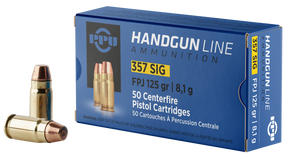 PPU PPH357S Handgun  357Sig 125gr Flat Point Jacketed 50 Per Box/20 Case 57061