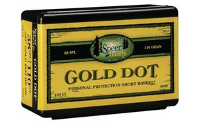 Speer Gold Dot Personal Protection Short Barrel Handgun Bullets .357 Mag .357" 110 gr GDHPSB 100/ct SP4009 Speer Gold Dot Personal Protection Short Barrel Handgun Bullets .357 Mag .357" 110 gr GDHPSB 100/ct SP4009