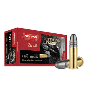 Norma XLR Rimfire Ammunition .22 LR 43gr LRN 1165 fps 50/ct NH2421115