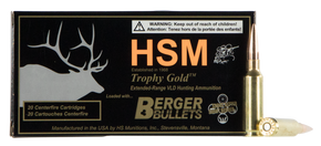HSM 65CRD130VLD Trophy Gold Extended Range 6.5 Creedmoor 130 gr Berger Hunting VLD Match 20 Per Box/ 25 Case 104992 HSM 65CRD130VLD Trophy Gold Extended Range 6.5 Creedmoor 130 gr Berger Hunting VLD Match 20 Per Box/ 25 Case 104992