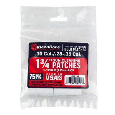 KleenBore Cotton Patches 1 3/4" Square .28-.35 Cal 75/ct KBP202