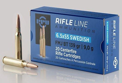 PPU Rifle Ammunition 6.5mm x 55 Swedish 139gr FMJ-BT 2540 fps 20/ct OQPP6SWF