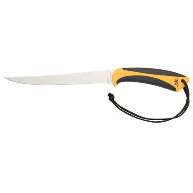 Browning White Water Fillet Knife 7 1/4" Fixed Blade Yellow QH3220100