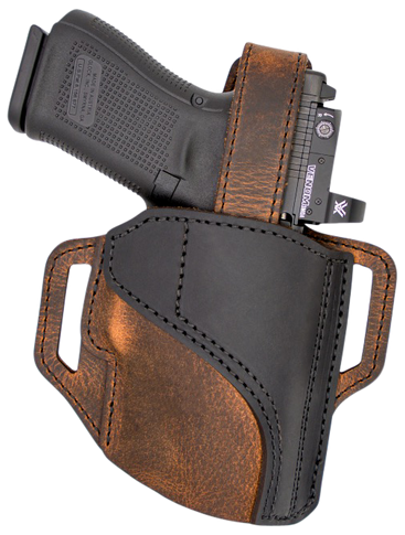 Versacarry TR32141 Trooper  OWB Size 04 Black/Gray Leather Belt Slide Right Hand 151619