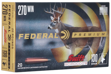 Federal P270SS1 Premium  270Win 130gr Swift Scirocco II 20 Per Box/10 Case 121091